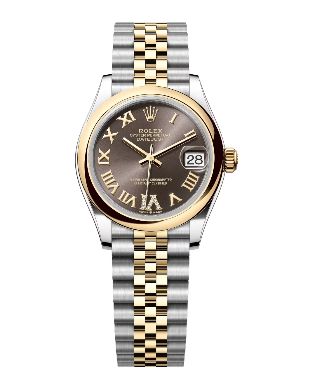 Rolex Datejust 31 Oyster Perpetual Oystersteel and yellow gold dark grey, diamond-set dial Jubilee band Reference 278243