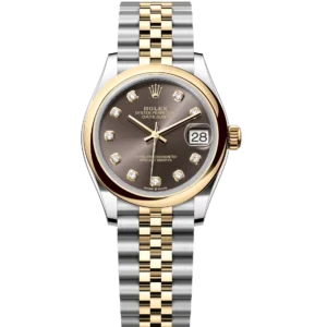 Rolex Datejust 31 Oyster Perpetual Oystersteel and yellow gold dark grey, diamond-set dial Jubilee band Reference 278243