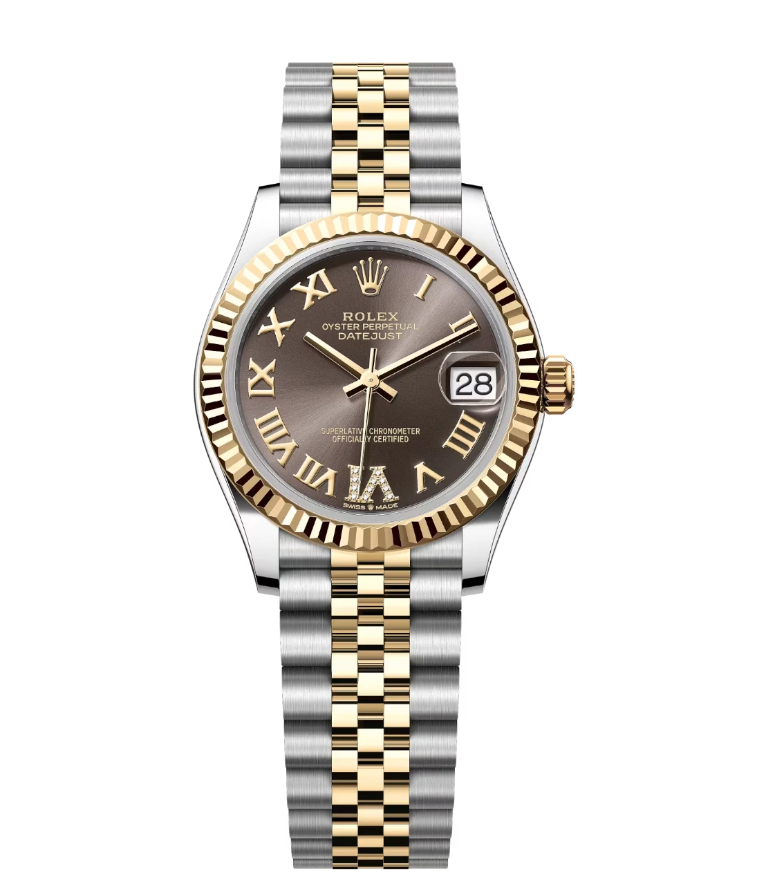 Rolex Datejust 31 Oyster Perpetual Oystersteel and yellow gold dark grey, diamond-set dial Jubilee band Reference 278273