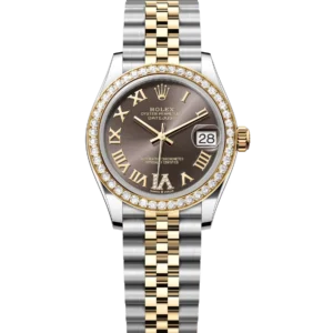 Rolex Datejust 31 Oyster Perpetual Oystersteel and yellow gold dark grey, diamond-set dial Jubilee band Reference 278383RBR