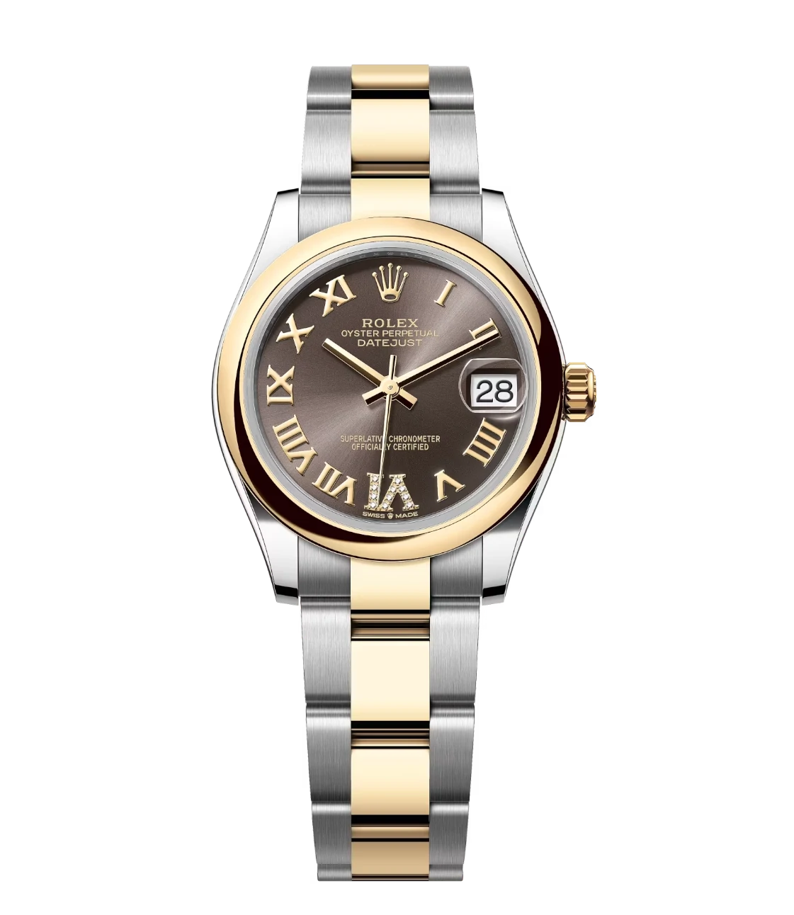 Rolex Datejust 31 Oyster Perpetual Oystersteel and yellow gold dark grey, diamond-set dial Oyster band Reference 278243
