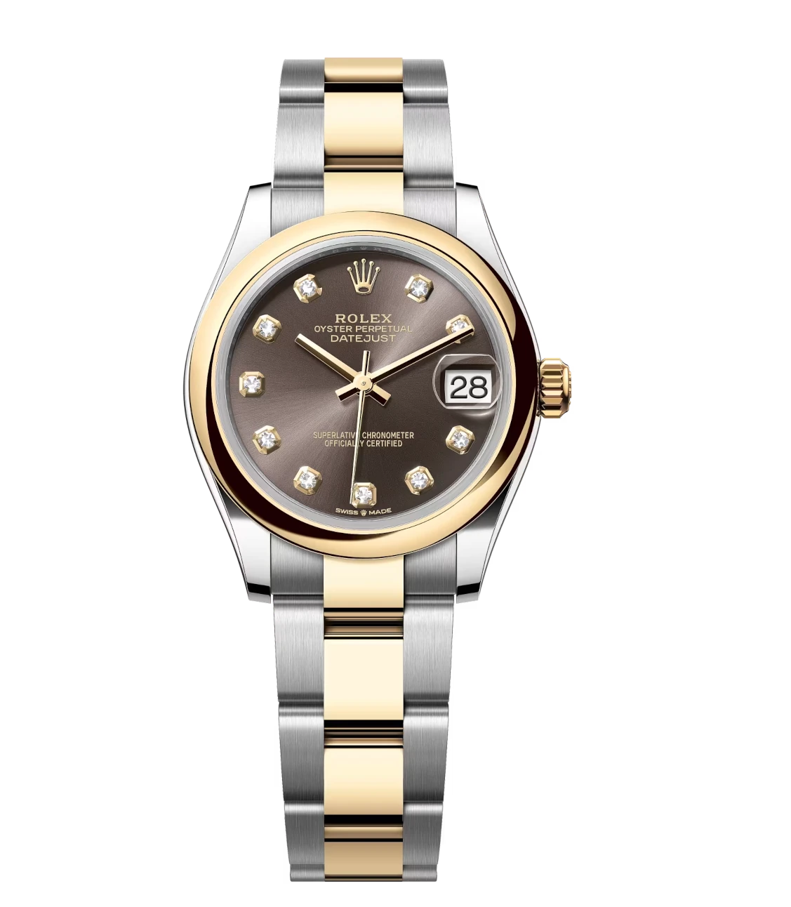 Rolex Datejust 31 Oyster Perpetual Oystersteel and yellow gold dark grey, diamond-set dial Oyster band Reference 278243