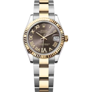 Rolex Datejust 31 Oyster Perpetual Oystersteel and yellow gold dark grey, diamond-set dial Oyster band Reference 278273