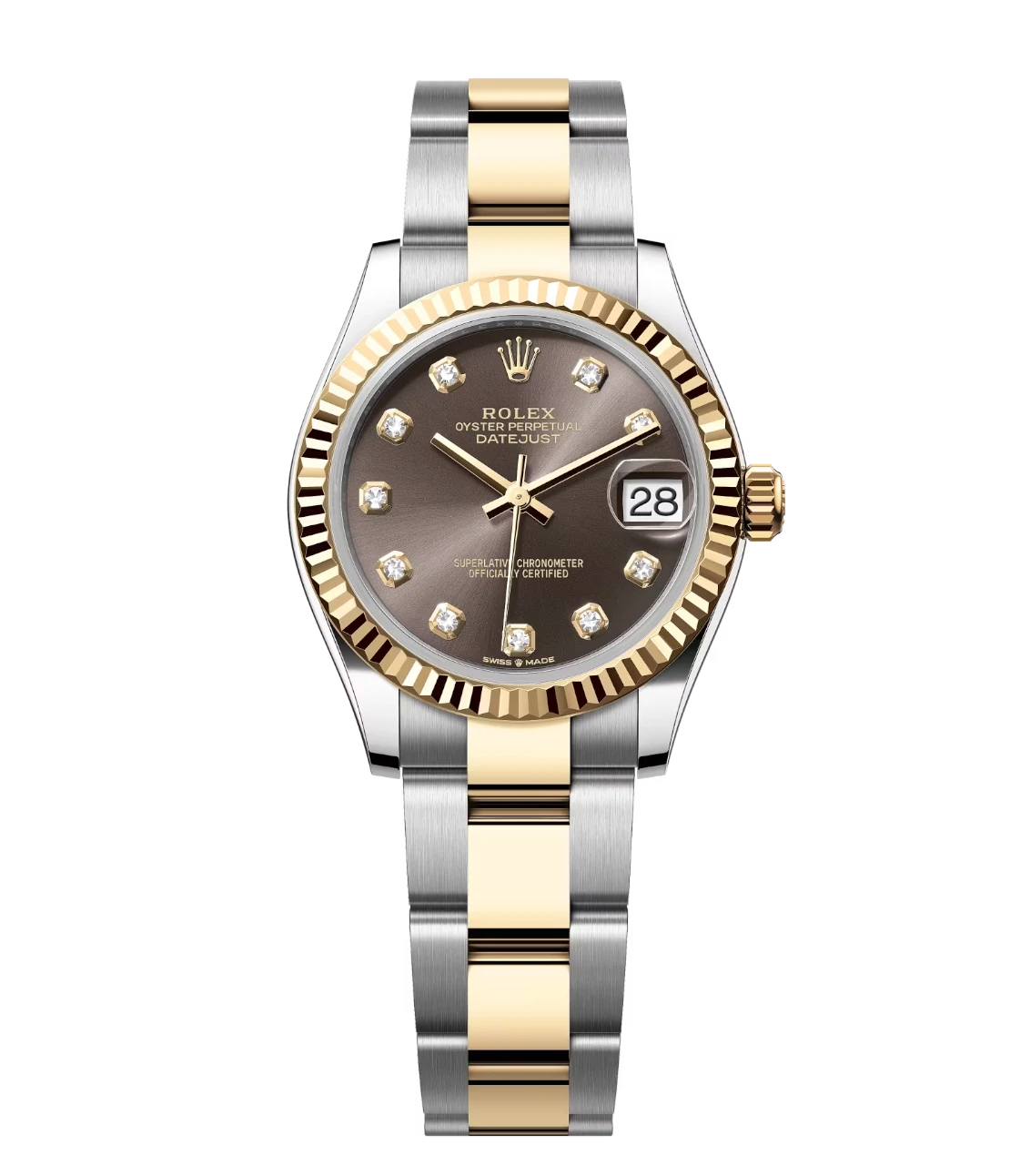 Rolex Datejust 31 Oyster Perpetual Oystersteel and yellow gold dark grey, diamond-set dial Oyster band Reference 278273