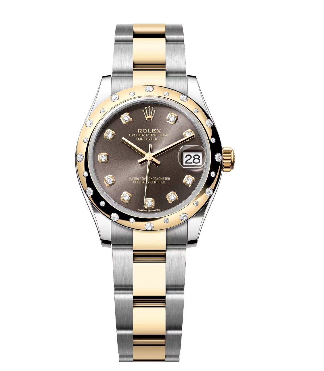 Rolex Datejust 31 Oyster Perpetual watch with yellow gold and diamond-set dial