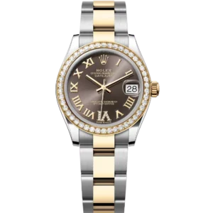 Rolex Datejust 31 Oyster Perpetual Oystersteel and yellow gold dark grey, diamond-set dial Oyster band Reference 278383RBR