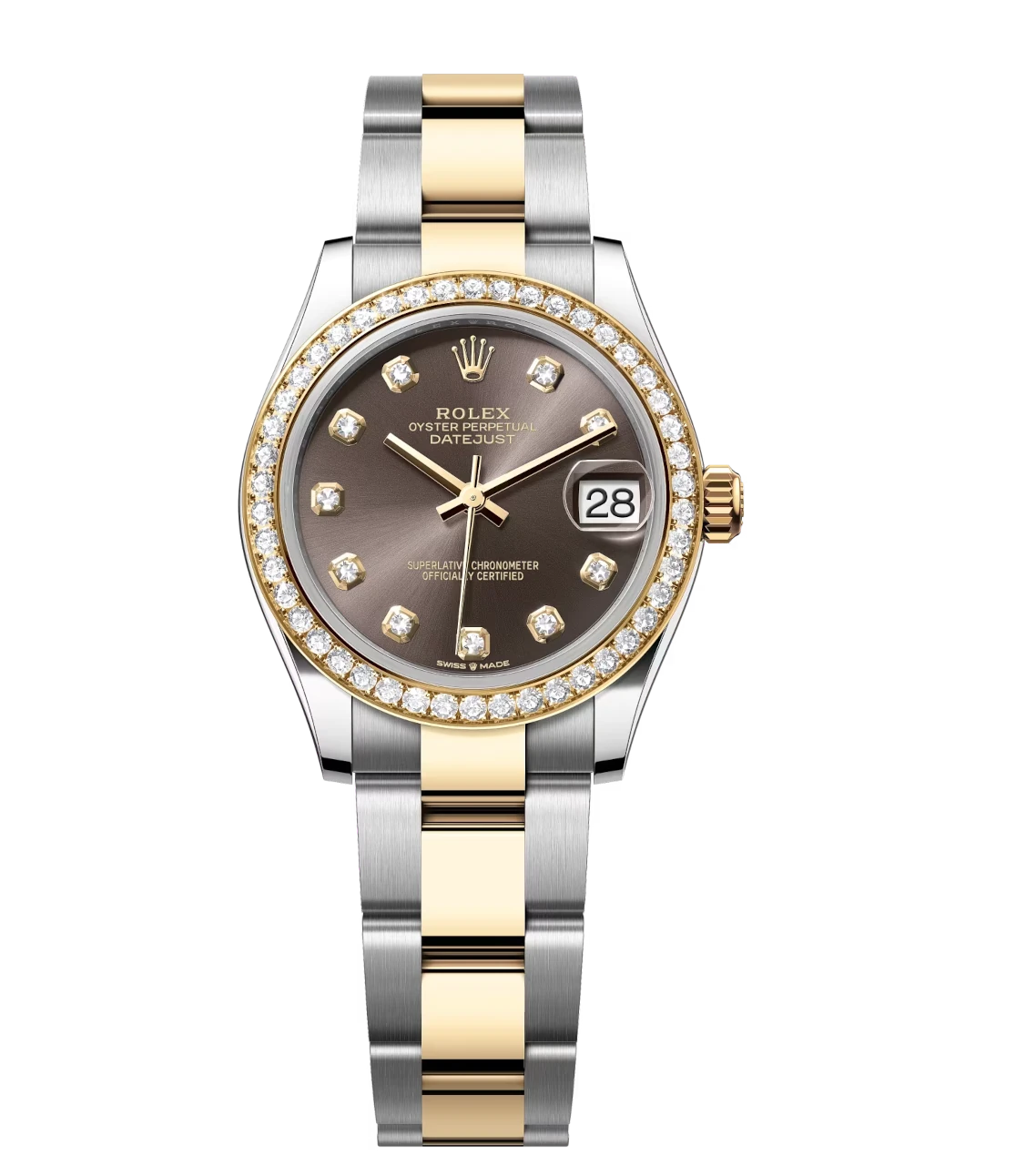 Rolex Datejust 31 Oyster Perpetual Oystersteel and yellow gold dark grey, diamond-set dial Oyster band Reference 278383RBR
