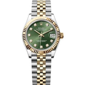 Rolex Datejust 31 Oyster Perpetual Oystersteel and yellow gold olive-green, diamond-set dial Jubilee band Reference 278273