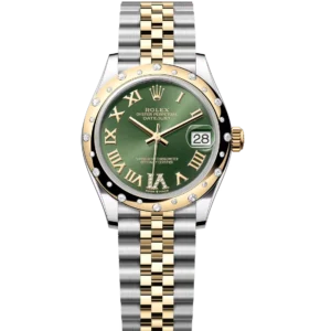 Rolex Datejust 31 Oyster Perpetual Oystersteel and yellow gold olive-green, diamond-set dial Jubilee band Reference 278343RBR