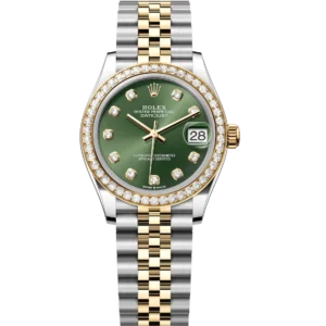 Rolex Datejust 31 Oyster Perpetual Oystersteel and yellow gold olive-green, diamond-set dial Jubilee band Reference 278383RBR