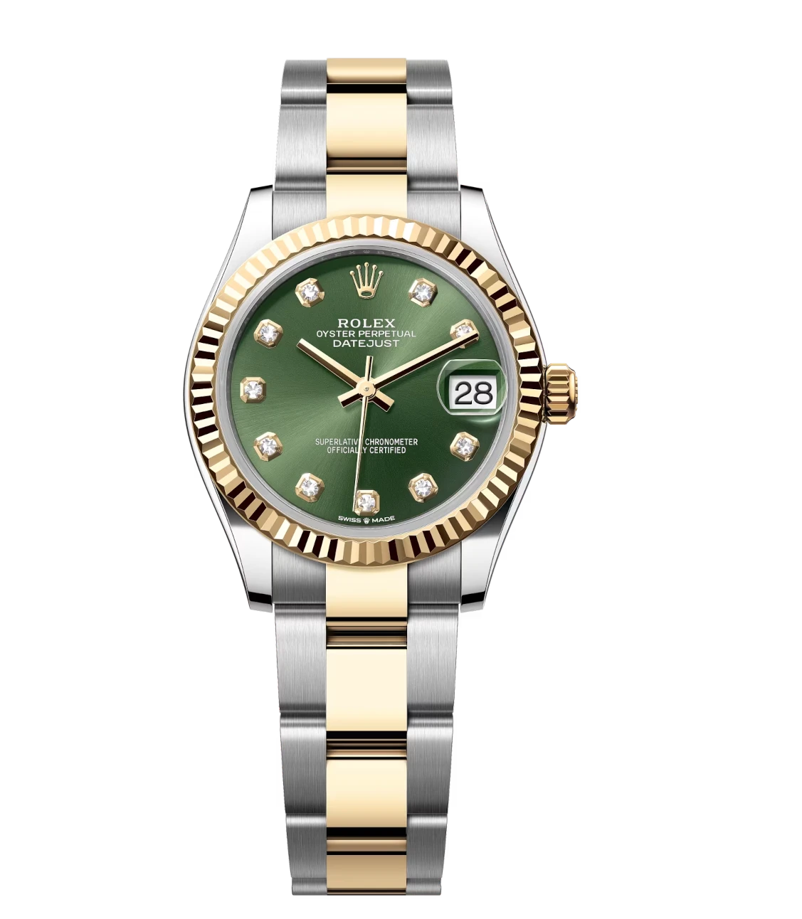 Rolex Datejust 31 Oyster Perpetual Oystersteel and yellow gold olive-green, diamond-set dial Oyster band Reference 278273