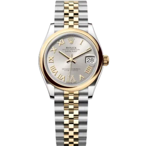 Rolex Datejust 31 Oyster Perpetual Oystersteel and yellow gold silver, diamond-set dial Jubilee band Reference 278243