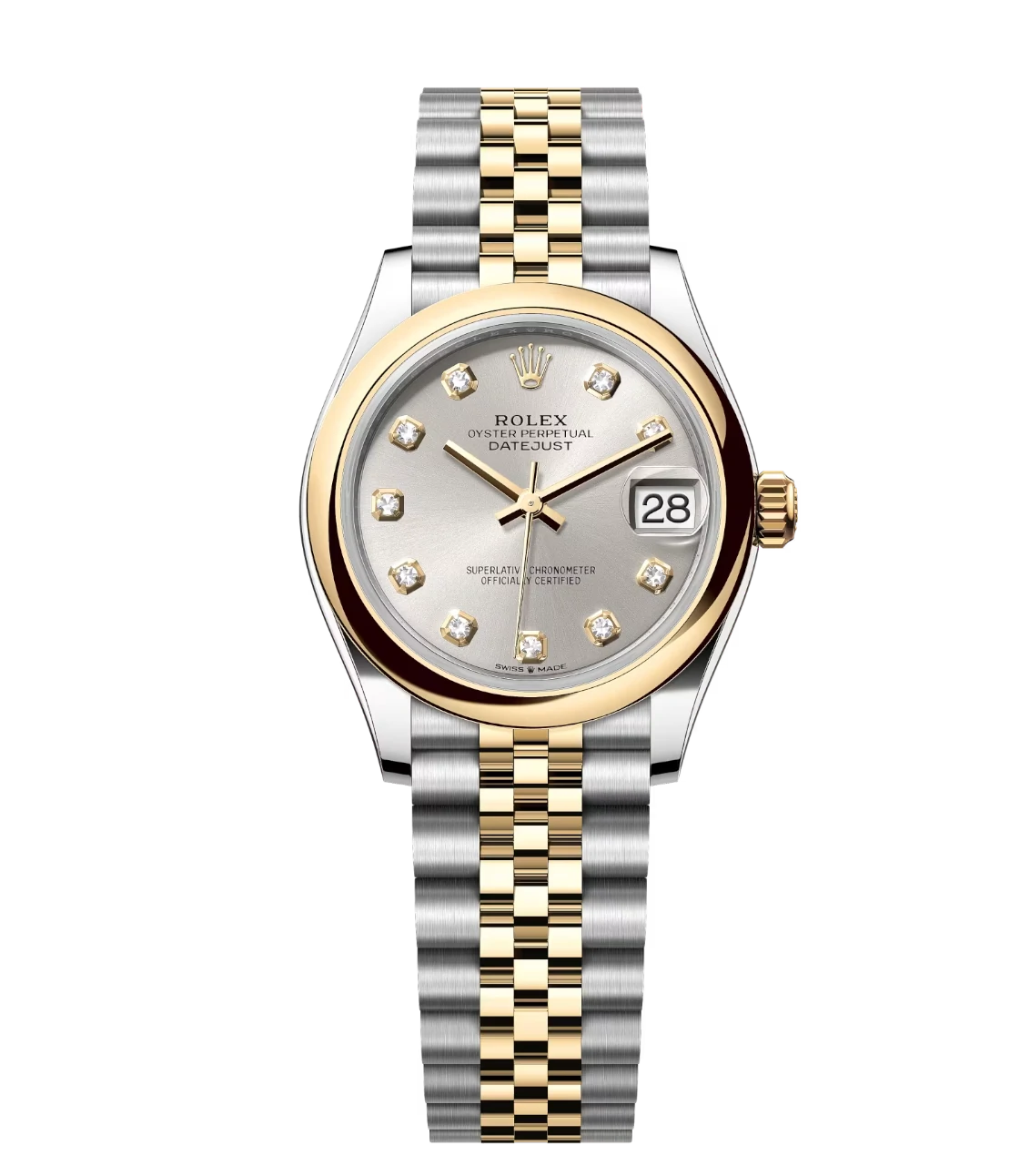 Rolex Datejust 31 Oyster Perpetual Oystersteel and yellow gold silver, diamond-set dial Jubilee band Reference 278243