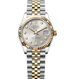 Rolex Datejust 31 Oyster Perpetual Oystersteel and yellow gold silver, diamond-set dial Jubilee band Reference 278273