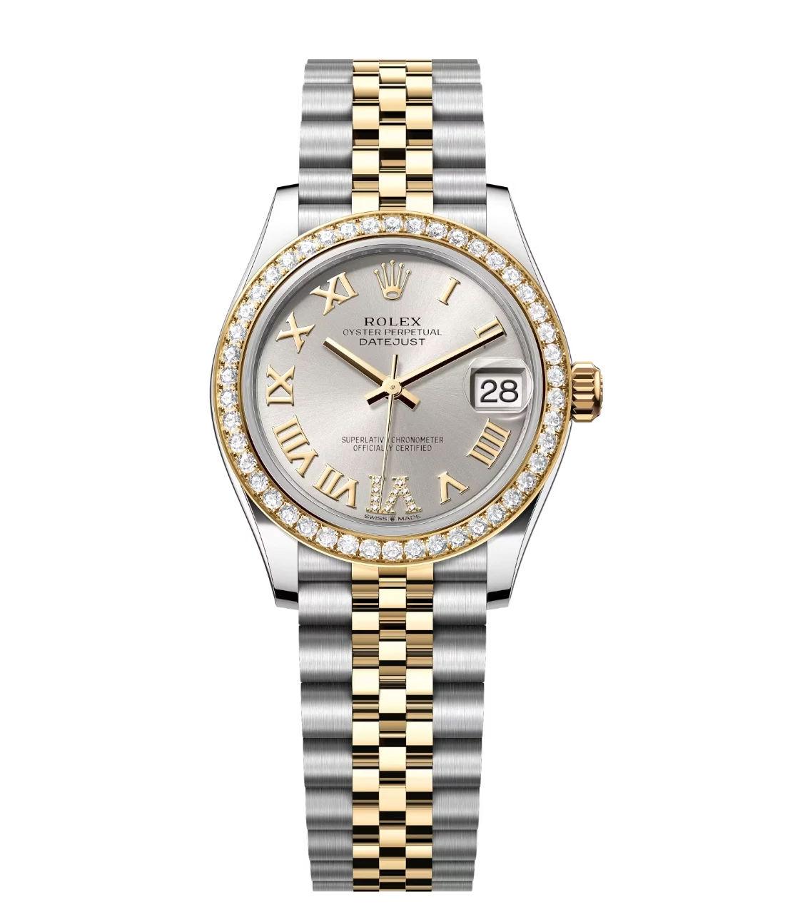 Rolex Datejust 31 Oyster Perpetual Oystersteel and yellow gold silver diamond-set dial Jubilee band Reference 278383RBR
