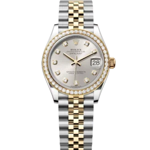 Rolex Datejust 31 Oyster Perpetual Oystersteel and yellow gold silver, diamond-set dial Jubilee band Reference 278383RBR