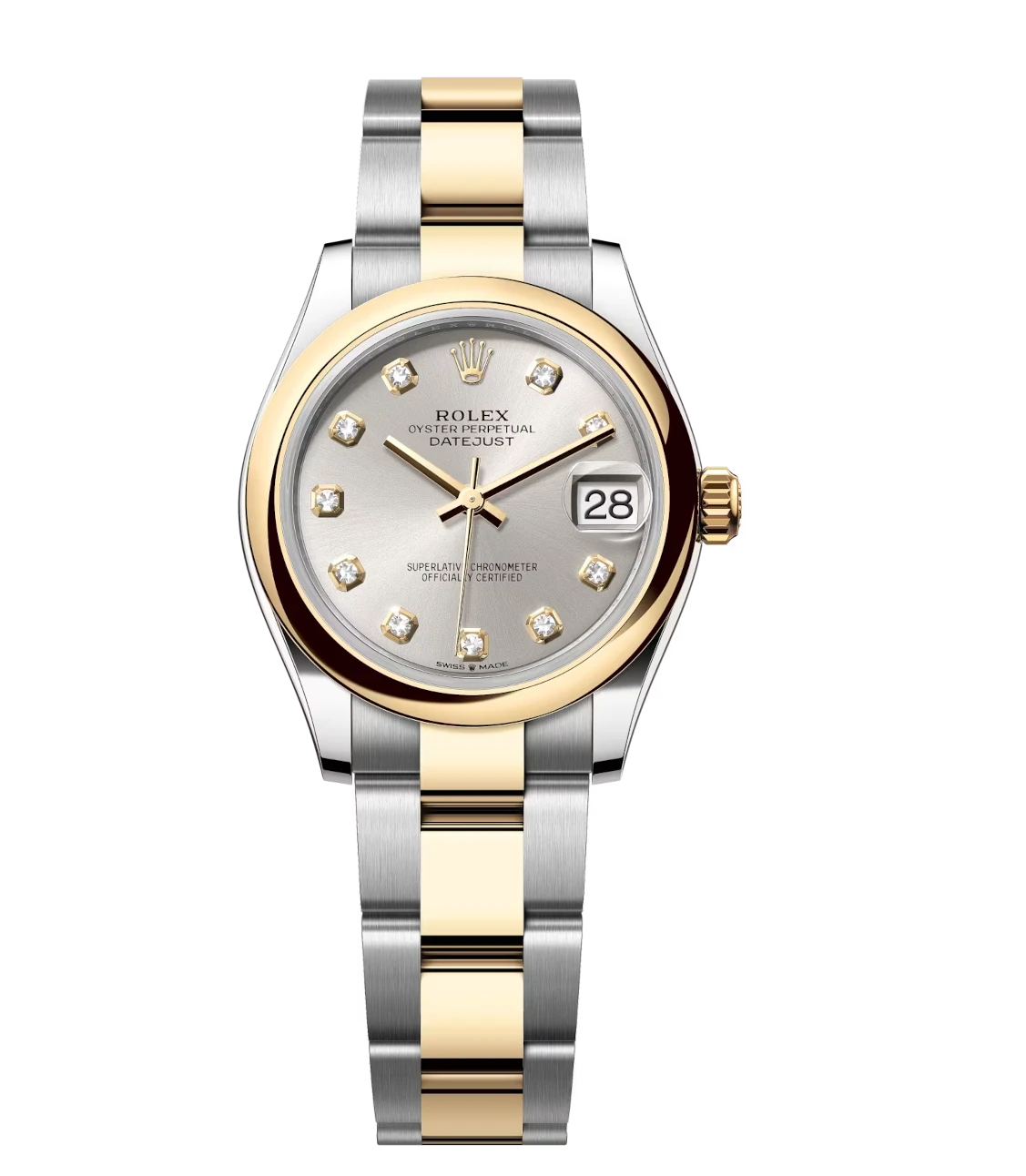 Rolex Datejust 31 Oyster Perpetual watch in Oystersteel and yellow gold with diamond-set silver dial