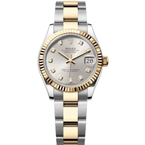 Rolex Datejust 31 Oyster Perpetual Oystersteel and yellow gold silver, diamond-set dial Oyster band Reference 278273
