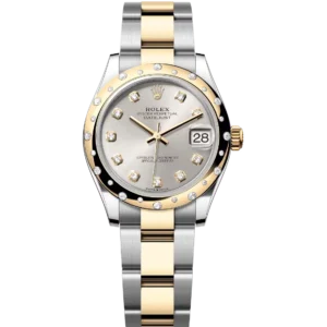 Rolex Datejust 31 Oyster Perpetual Oystersteel and yellow gold silver, diamond-set dial Oyster band Reference 278343RBR