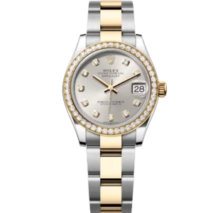 Rolex Datejust 31 Oyster Perpetual Oystersteel and yellow gold silver, diamond-set dial Oyster band Reference 278383RBR