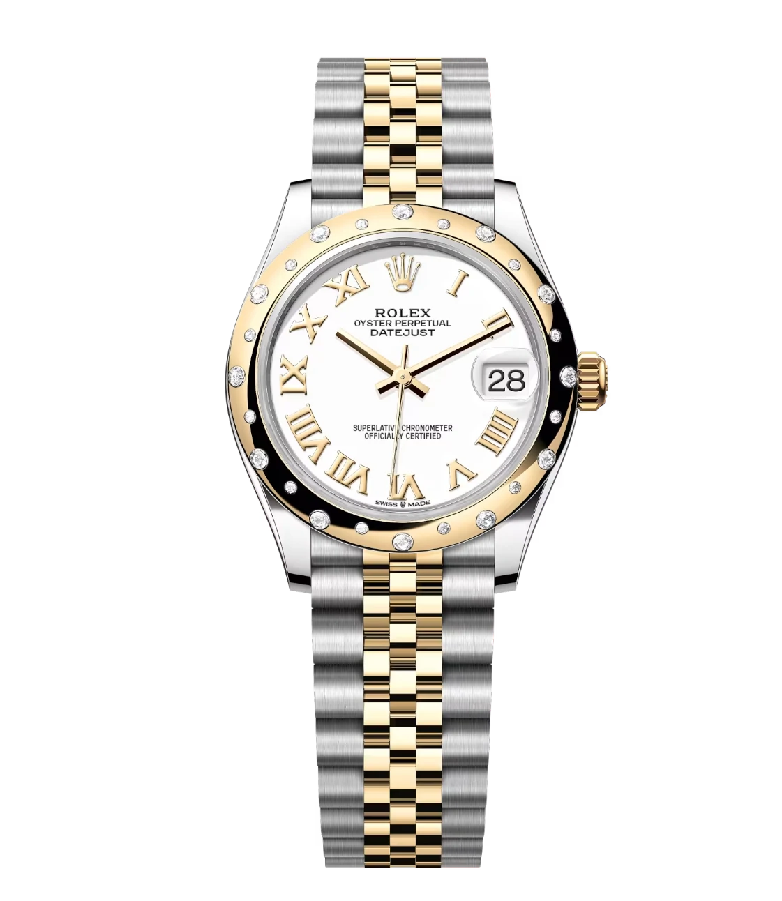 Rolex Datejust 31 Oyster Perpetual watch in Oystersteel and yellow gold with white dial and Jubilee band