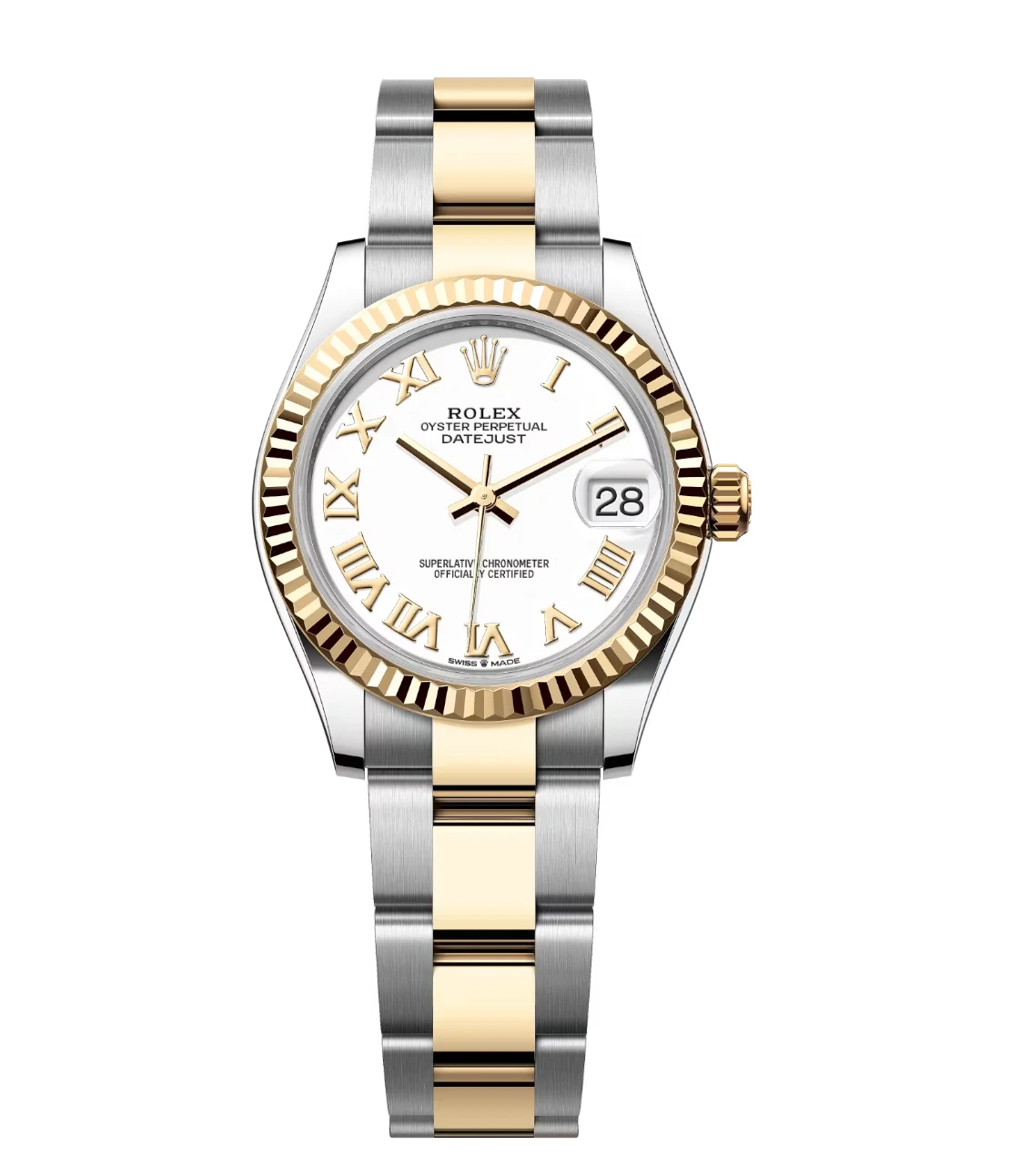 Rolex Lady-Datejust 28 Oyster Perpetual Oystersteel and yellow gold white dial Oyster band Reference 279173