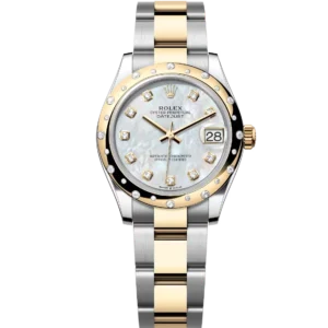 Rolex Datejust 31 Oyster Perpetual Oystersteel and yellow gold white mother-of-pearl, diamond-set dial Oyster band Reference 278343RBR