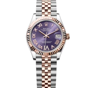 Rolex Datejust 31 Oyster Perpetual Oystersteel Everose gold aubergine, diamond-set dial Jubilee band Reference 278271