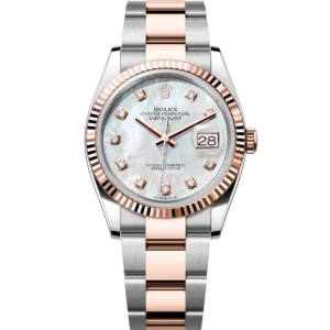 Rolex Datejust 31 Oyster Perpetual Oystersteel and Everose gold white mother-of-pearl, diamond-set dial Oyster band Reference 278271