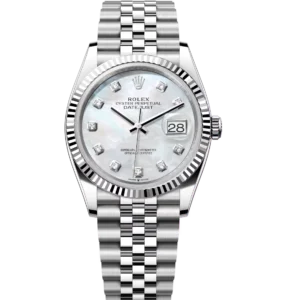 Rolex Datejust 31 Oyster Perpetual Oystersteel and white gold white mother-of-pearl, diamond-set dial Jubilee band Reference 278274