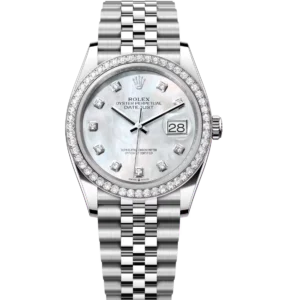 Rolex Datejust 31 Oyster Perpetual Oystersteel and white gold white mother-of-pearl, diamond-set dial Jubilee band Reference 278384RBR