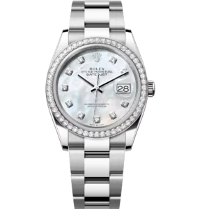 Rolex Datejust 31 Oyster Perpetual Oystersteel and white gold white mother-of-pearl, diamond-set dial Oyster band Reference 278384RBR