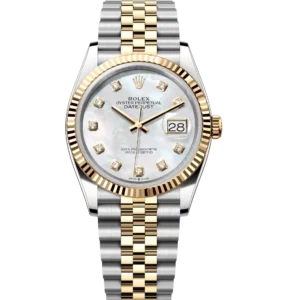 Rolex Datejust 31 Oyster Perpetual Oystersteel and yellow gold white mother-of-pearl, diamond-set dial Jubilee band Reference 278273