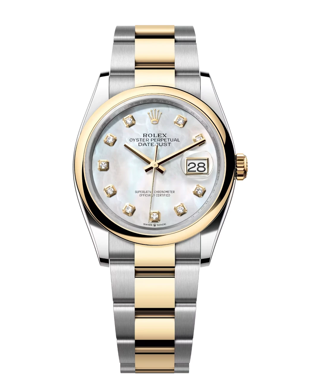 Rolex Datejust 31 Oyster Perpetual watch in Oystersteel and yellow gold with white mother-of-pearl and diamond-set dial