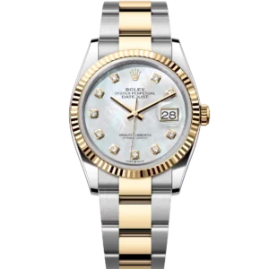 Rolex Datejust 31 Oyster Perpetual Oystersteel and yellow gold white mother-of-pearl, diamond-set dial Oyster band Reference 278273
