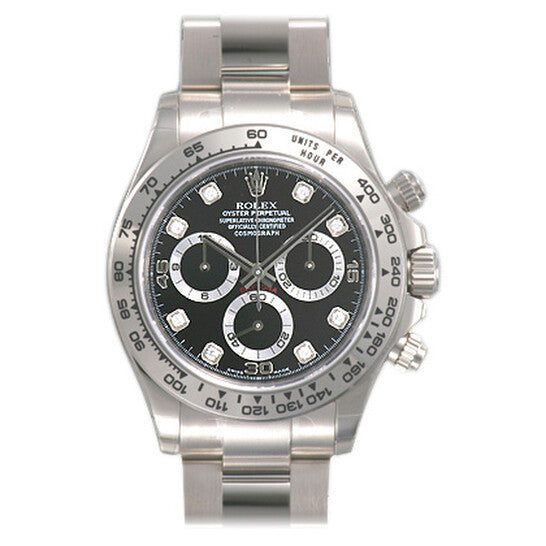 Rolex Cosmograph Daytona 40 Oyster Perpetual 18 ct white gold bright black diamond-set dial watch