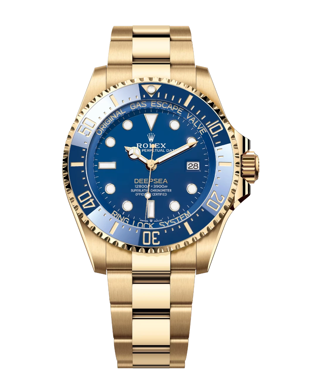 Rolex Deepsea 44 Oyster Perpetual 18 ct yellow gold Cerachrom bezel insert in blue ceramic Oyster band Reference 136668LB