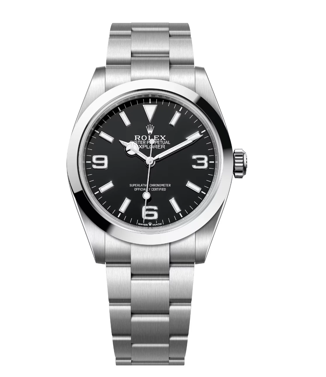 Rolex Explorer 40 Oyster Perpetual Oystersteel distinctive black dial Oyster band Reference 224270
