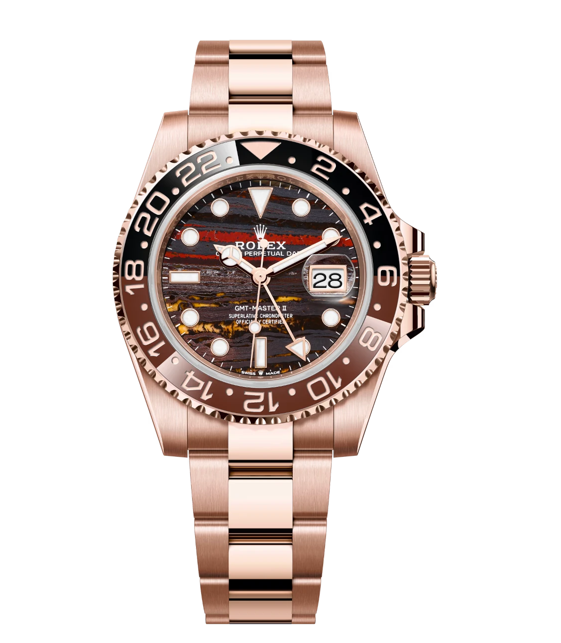 Rolex GMT-Master II 40 Oyster Perpetual 18 ct Everose gold tiger iron dial watch