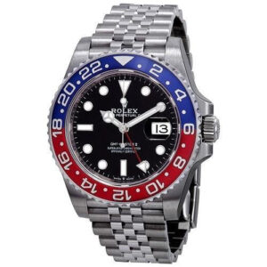 Rolex GMT-Master II "Pepsi" Oystersteel black dial Jubilee band Reference 126710BLRO