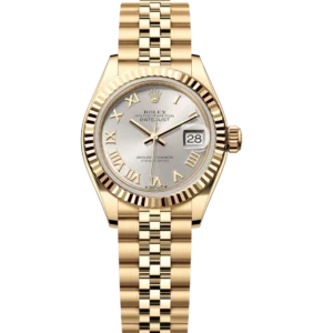 Rolex Lady-Datejust 28 Oyster Perpetual 18 ct yellow gold silver dial Jubilee band Reference 279178