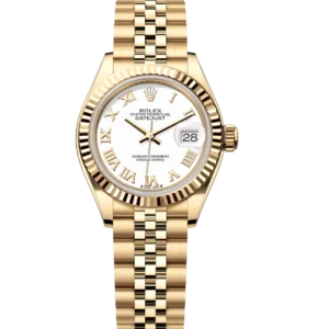 Rolex Lady-Datejust 28 Oyster Perpetual 18 ct yellow gold white dial Jubilee band Reference 279178