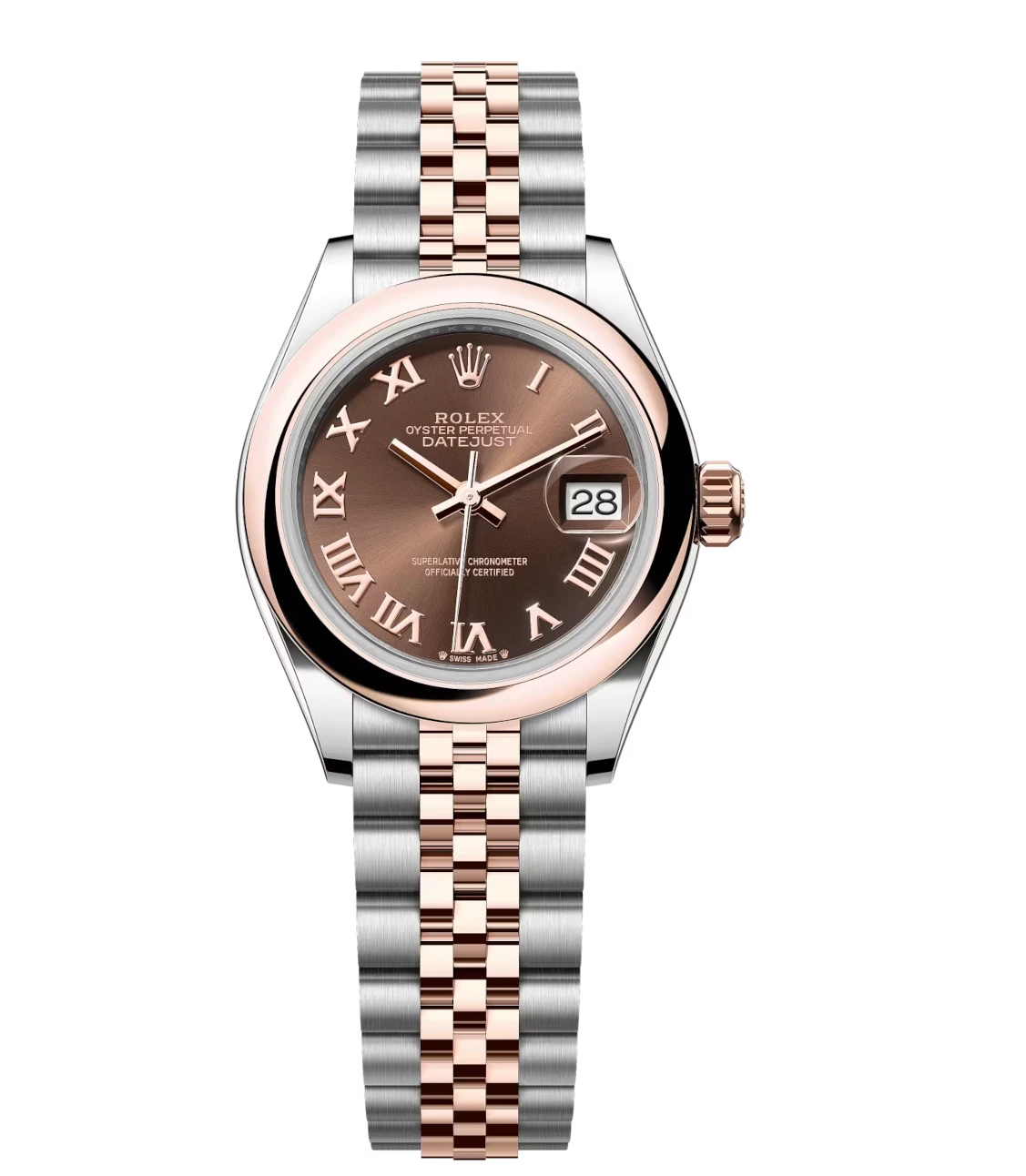 Rolex Lady-Datejust 28 Oyster Perpetual Oystersteel and Everose gold chocolate dial Jubilee band Reference 279161