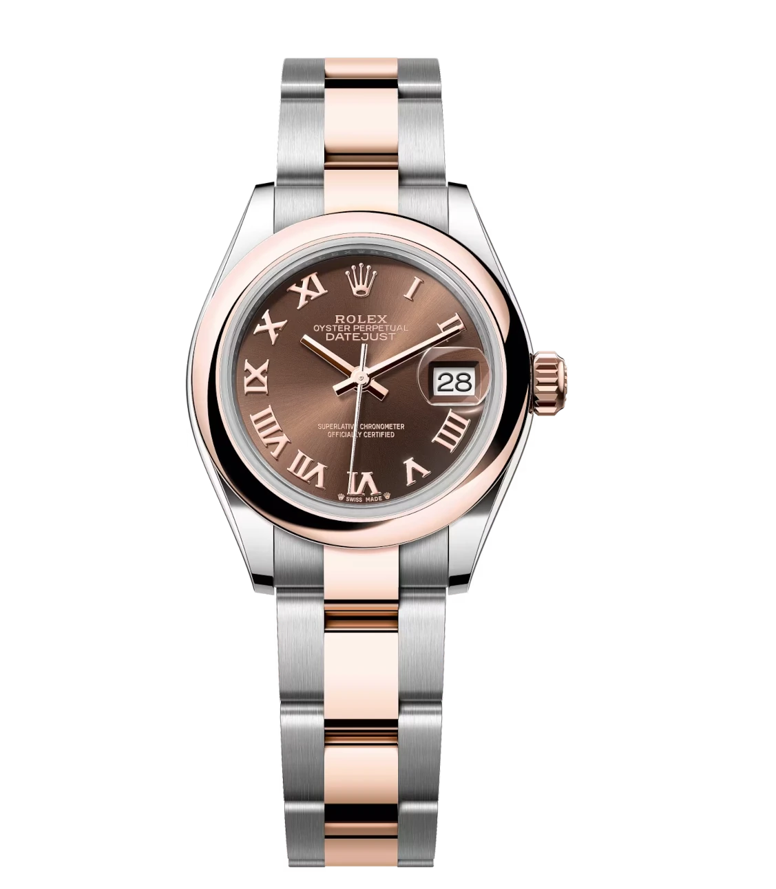 Rolex Lady-Datejust 28 Oyster Perpetual Oystersteel and Everose gold chocolate dial Oyster band Reference 279161