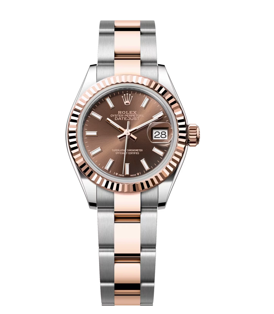Rolex Lady-Datejust 28 Oyster Perpetual Oystersteel and Everose gold chocolate dial Oyster band Reference 279171