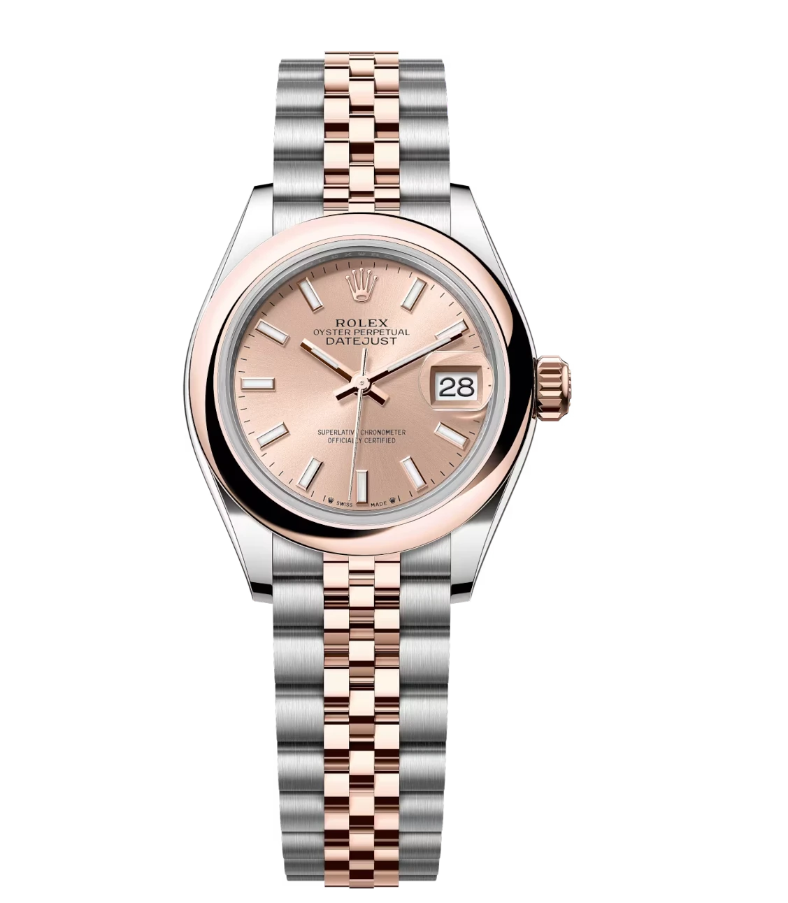 Rolex Lady-Datejust 28 Oyster Perpetual Oystersteel and Everose gold rosé-colour dial Jubilee band Reference 279161