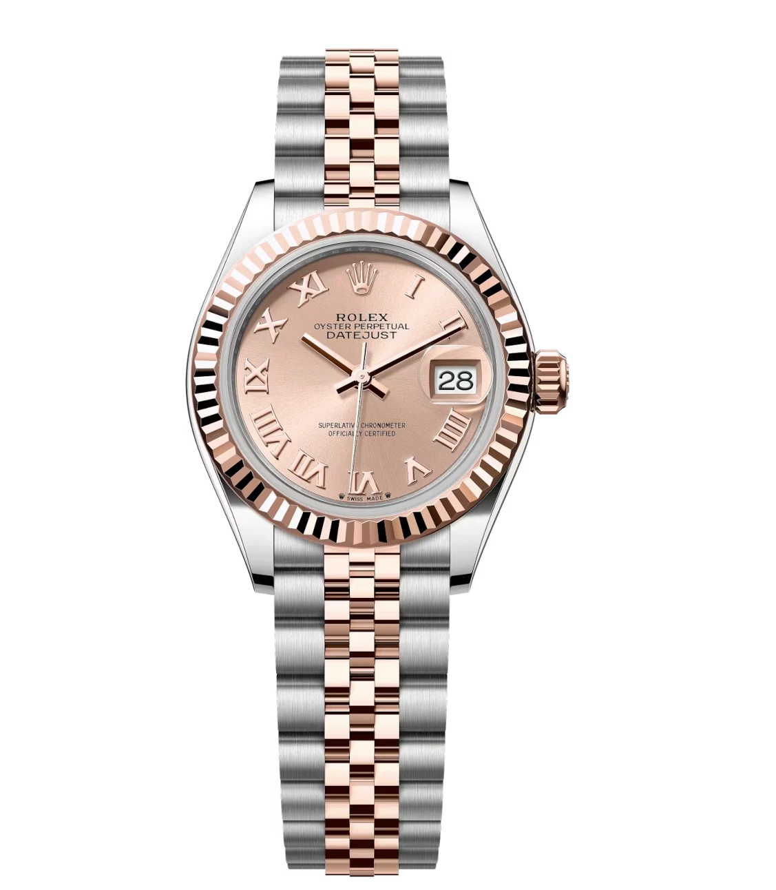 Rolex Lady-Datejust 28 Oyster Perpetual watch in Oystersteel and Everose gold with rosé-colour dial