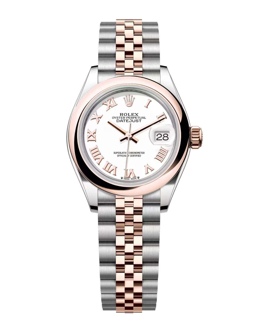 Rolex Lady-Datejust 28 Oyster Perpetual Oystersteel and Everose gold white dial Jubilee band Reference 279161