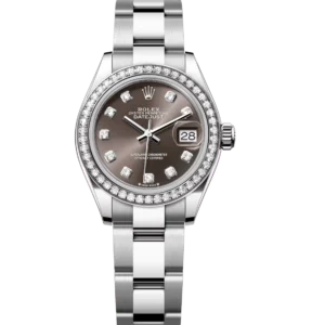 Rolex Lady-Datejust 28 Oyster Perpetual Oystersteel and white gold dark grey, diamond-set dial Oyster band Reference 279384RBR