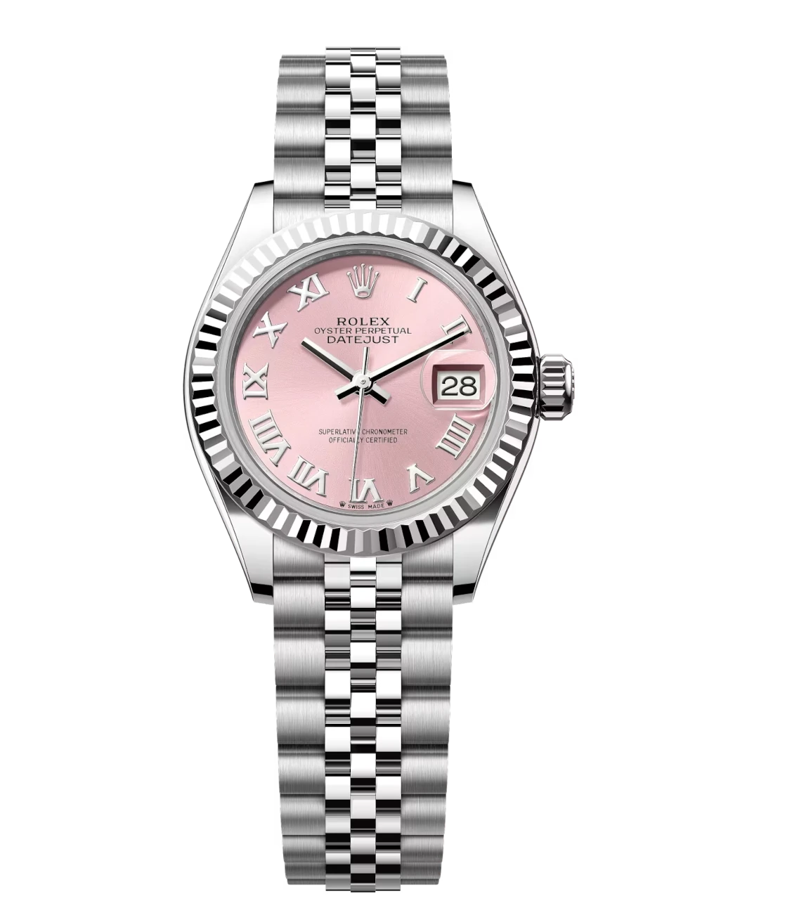Rolex Lady-Datejust 28 Oyster Perpetual Oystersteel and white gold pink dial Jubilee band Reference 279174